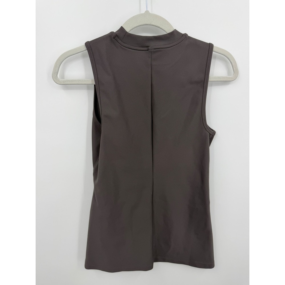 Athleta Bayview Tank Top XS Brown Ribbed Ruched Mock Neck Powervita Sleeveless - Picture 3 of 7